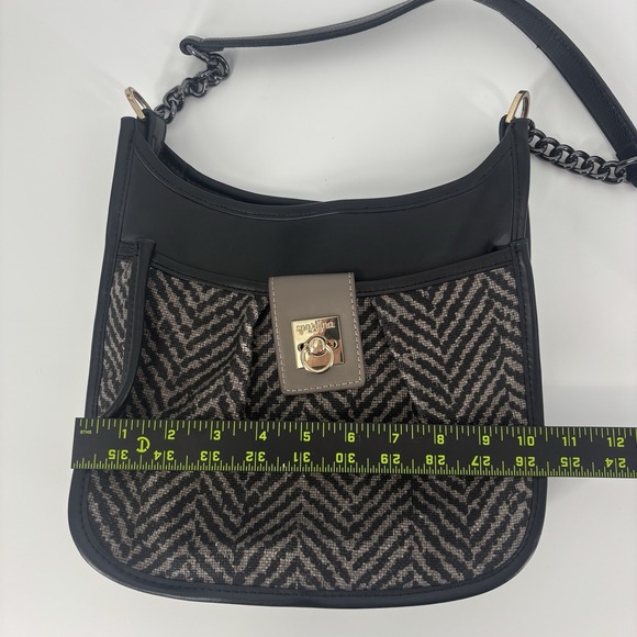 Spartina 449 Daufuskie Island Linen Leather Hobo Shoulder Bag Purse Herringbone - Picture 14 of 16